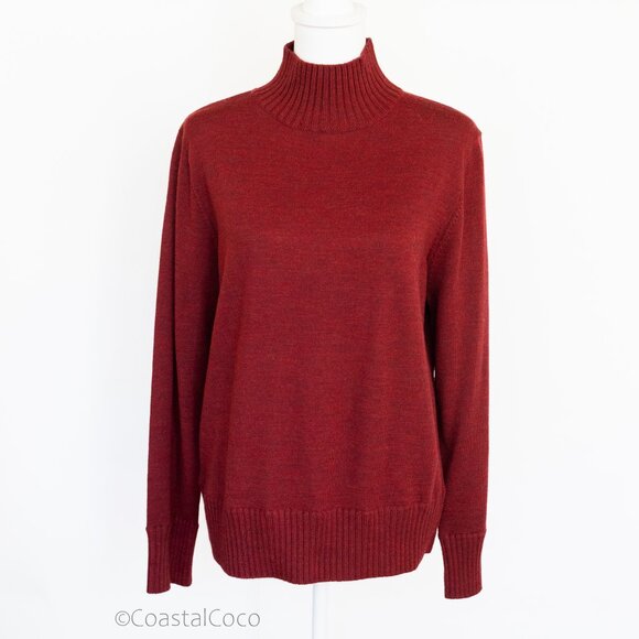 Vintage Valerie Separates 100% Merino Wool XL Turtleneck UK-Made Holiday Red - Picture 1 of 12